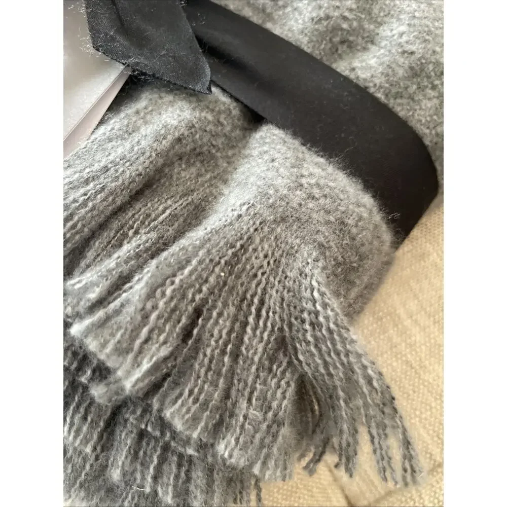 NEW West Elm Brushed Woven Throw Charcoal Gray 50